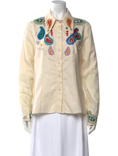 Pre-owned Alemais Linen Paisley Print Blouse In Neutrals