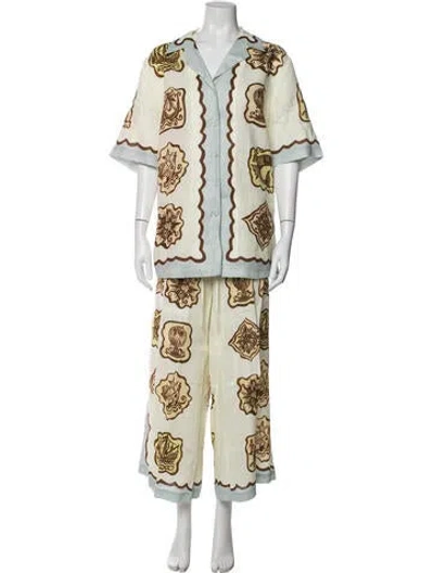Pre-owned Alemais Linen Patterned Pant Set In Multicolor