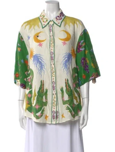 Pre-owned Alemais Linen Printed Blouse In Multi