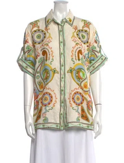 Pre-owned Alemais Linen Printed Blouse In Multi