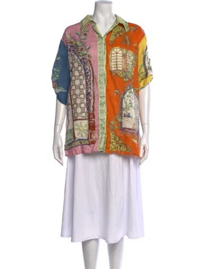 Pre-owned Alemais Linen Printed Blouse In Multi
