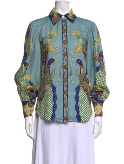 Pre-owned Alemais Linen Printed Blouse In Multicolor