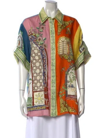 Pre-owned Alemais Linen Printed Blouse In Multicolor