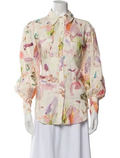 Pre-owned Alemais Linen Printed Blouse In Neutral
