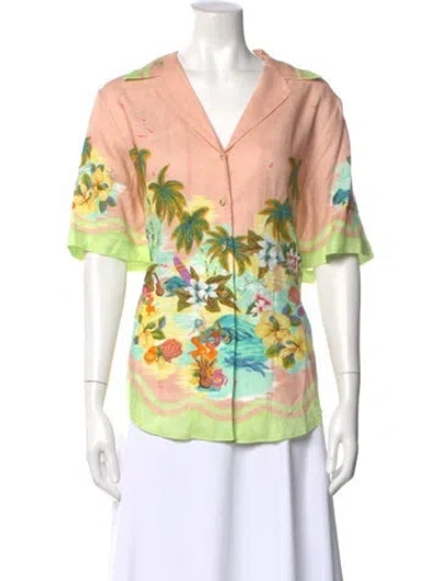 Pre-owned Alemais Linen Printed Blouse In Neutral