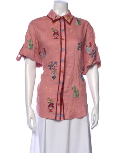 Pre-owned Alemais Linen Printed Blouse In Pink