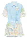 Alemais Linen Printed Dress In Blue
