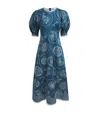 Alemais Lucky Graphic-print Puff-sleeve Midi Dress In Blue