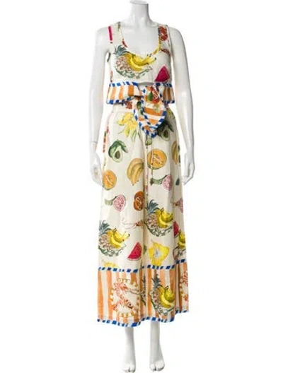 Pre-owned Alemais Linen Printed Pant Set In Neutral