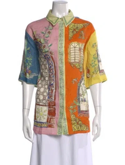 Pre-owned Alemais Linen Printed Top In Multi