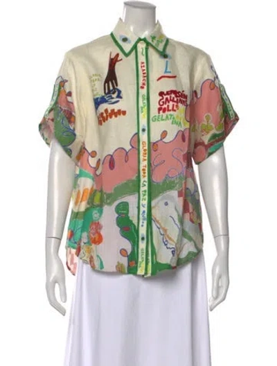 Pre-owned Alemais Linen Printed Top In Multi