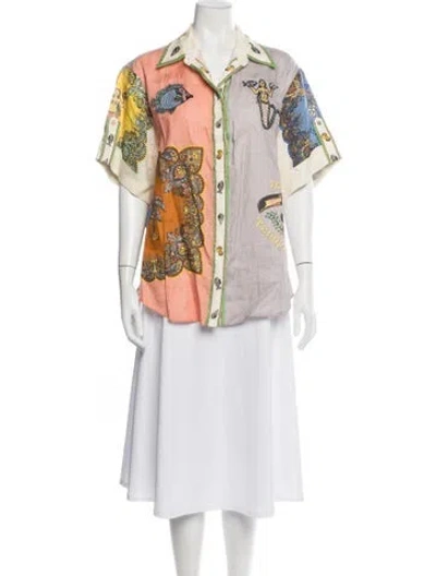 Pre-owned Alemais Linen Printed Top In Multicolor