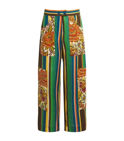 Alemais Linen Stripe Charlie Trousers In Green