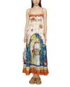 Alemais Surrealist Summer Sleeveless Linen Midi Sundress In Multi