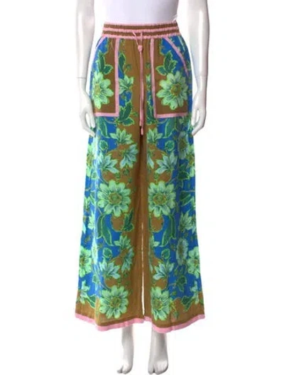 Pre-owned Alemais Linen Wide Leg Pants In Blue