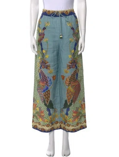 Pre-owned Alemais Linen Wide Leg Pants In Blue