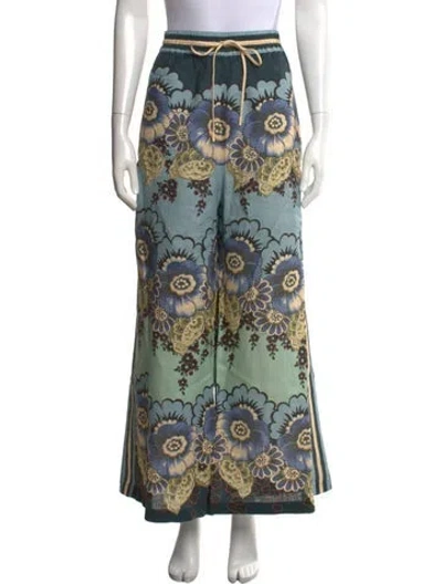 Pre-owned Alemais Linen Wide Leg Pants In Blue