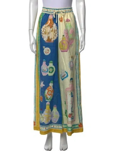 Pre-owned Alemais Linen Wide Leg Pants In Blue