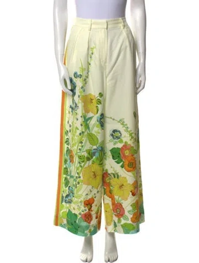 Pre-owned Alemais Linen Wide Leg Pants In Green