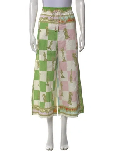 Pre-owned Alemais Linen Wide Leg Pants In Green
