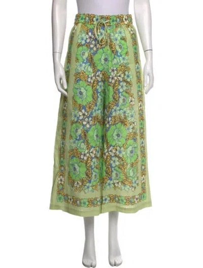 Pre-owned Alemais Linen Wide Leg Pants In Green