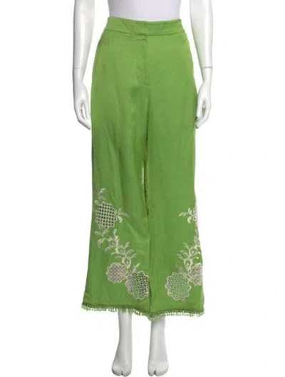 Pre-owned Alemais Linen Wide Leg Pants In Green