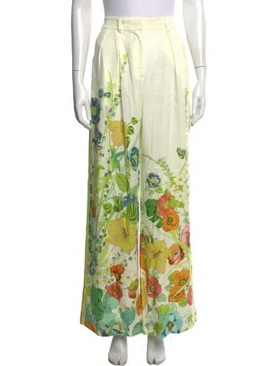 Pre-owned Alemais Linen Wide Leg Pants In Green