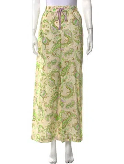 Pre-owned Alemais Linen Wide Leg Pants In Green