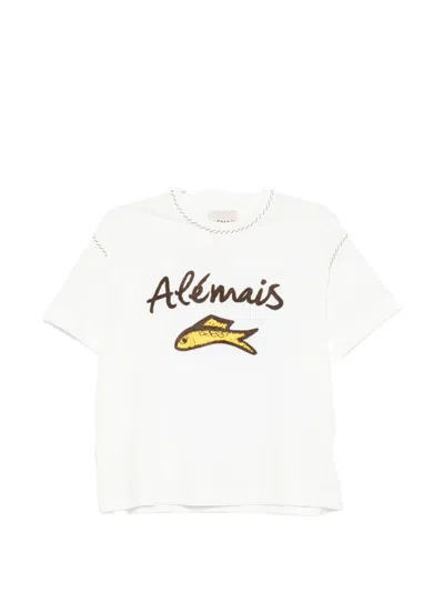 Alemais Logo-embroidered Cuffed T-shirt In White