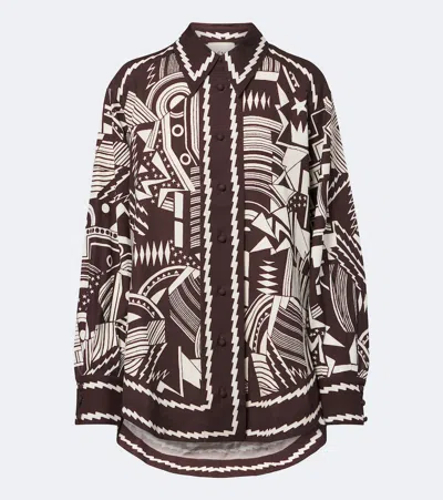 Alemais Alémais Lori Printed Cotton Poplin Shirt In Brown