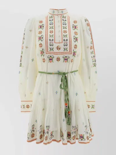 ALEMAIS LOVELLA EMBROIDERED FLORAL MINI DRESS