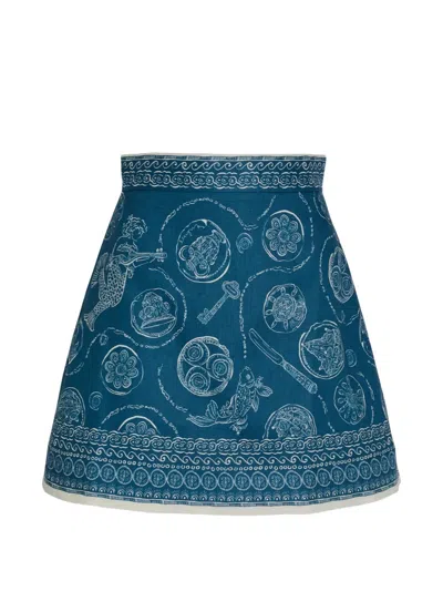 Alemais Lucky Printed Linen Mini Skirt In Multi