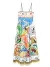 Alemais Lucky Pace Shirred Linen Midi Sun Dress In Multi