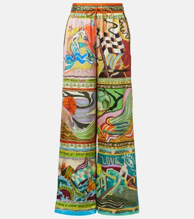 Alemais Alémais Lucky Pace Printed Silk Palazzo Pants In Multi