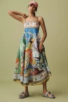 Alemais Lucky Pace Shirred Linen Midi Sun Dress In Multi