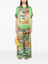 Alemais Womens Multi Lucky Pace Graphic-print Wide-leg Mid-rise Silk Trousers