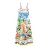 Alemais Lucky Pace Shirred Linen Midi Sun Dress In Multi