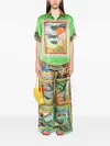 Alemais Womens Multi Lucky Pace Graphic-print Wide-leg Mid-rise Silk Trousers