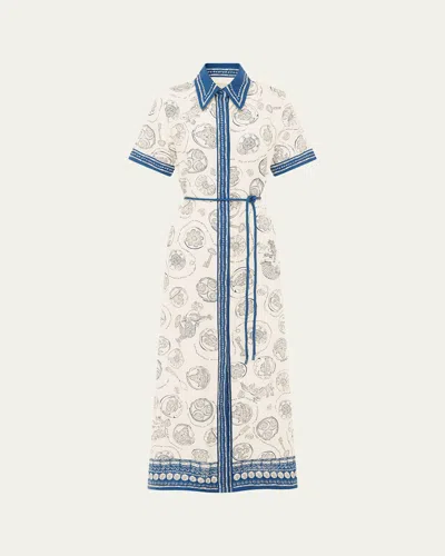 Alemais Lucky Printed Linen Maxi Shirtdress In Multi