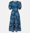Alemais Lucky Graphic-print Puff-sleeve Midi Dress In Blue