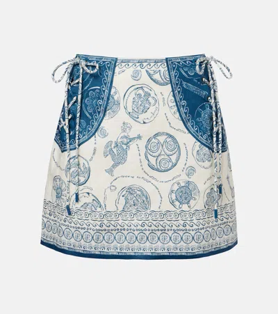 Alemais Alémais Lucky Printed Linen Miniskirt In Blue