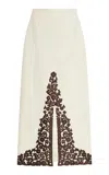 Alemais Lucy Embroidered Crepe Midi Skirt In White
