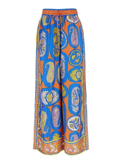 ALEMAIS 'LUIS' MULTICOLOR PANTS WITH ALL-OVER GRAPHIC PRINT IN SILK WOMAN
