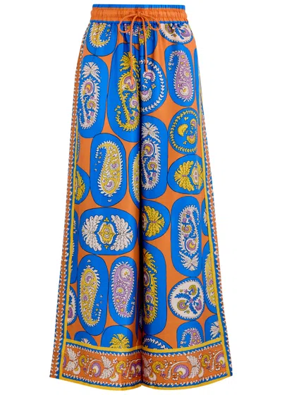 Alemais Luis Printed Silk-twill Trousers In Multicoloured