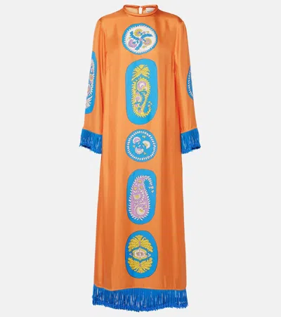 Alemais Luis Printed Midi Dress In Orange