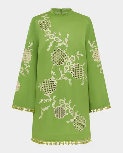 Alemais Luisa Embroidered Mini Dress In Green