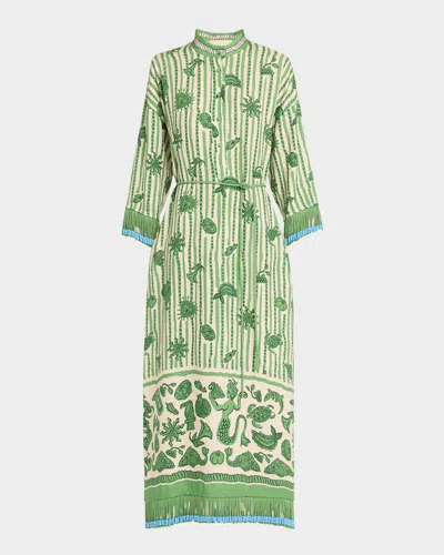 Alemais Lula Beaded Fringe-trim Shirtdress In Stripe