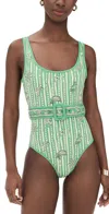 Alemais Lula Belted One-piece Swimsuit In Stripe