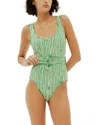 Alemais Lula Belted One-piece Swimsuit In Stripe