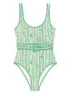 Alemais Lula Belted One-piece Swimsuit In Green